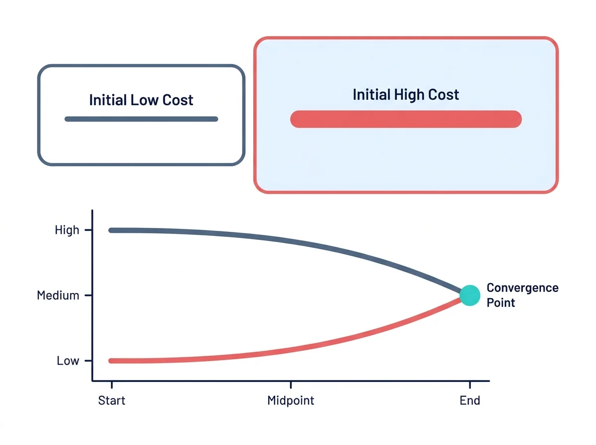 Two cost bars compared, cost per install beside cost per first send