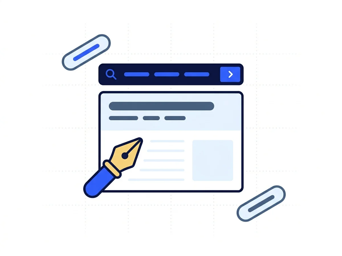 Page copy structured for search while still leading to a transfer