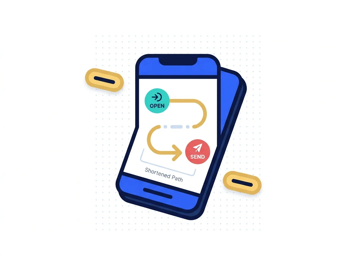 Shorter path from opening the app to a first completed send