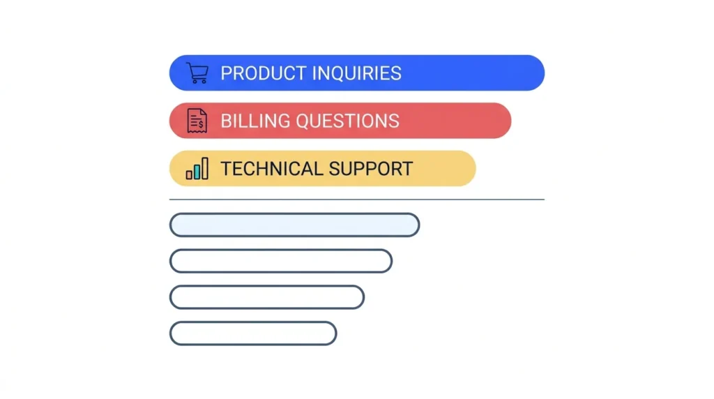 Three repeating support questions about status, holds and rates