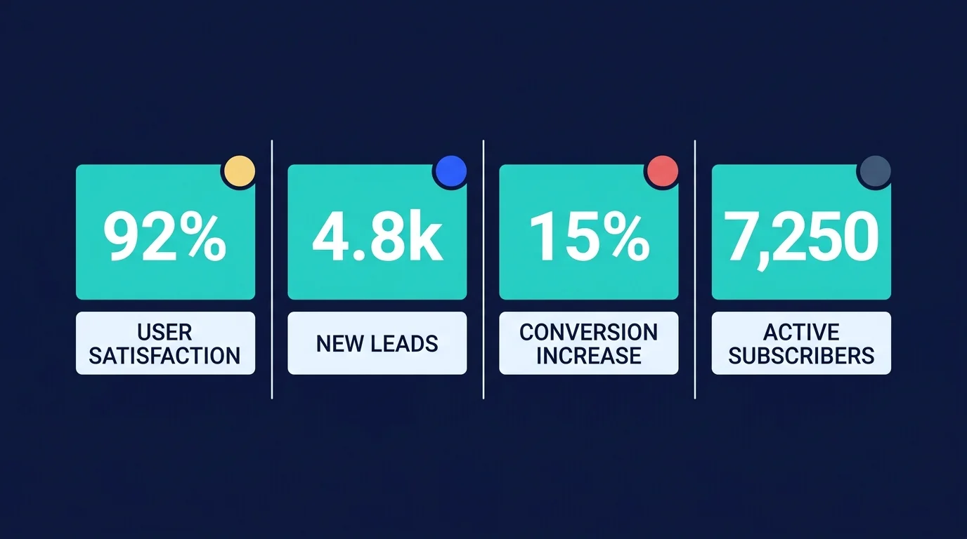 Strip of measured results across the funnel stages