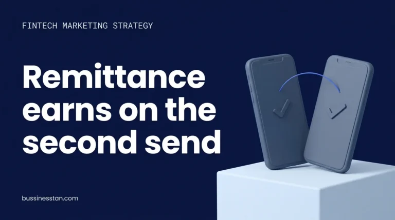 Fintech marketing strategy for remittance companies: 2 phones showing a first and a repeat transfer