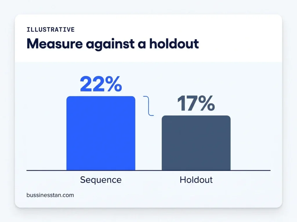 Bar chart comparing first transfer rate for senders in the activation sequence against a holdout group